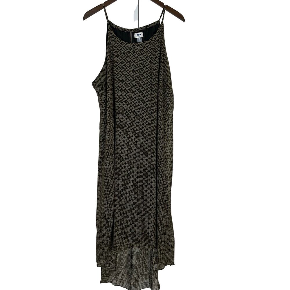 Old Navy Olive Green Geometric Print Sleeveless High Low Maxi‎ Dress XXL Resort